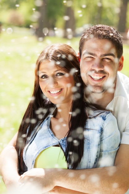 Young romantic couple in the park