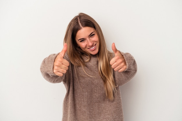 Young Russian woman isolated on white background showing thumb down and expressing dislike.