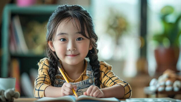 Photo young school children drawing at a kindergarten concentrating but happy colourful