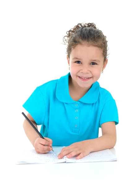 A Young Schoolgirl Doing Her Homework