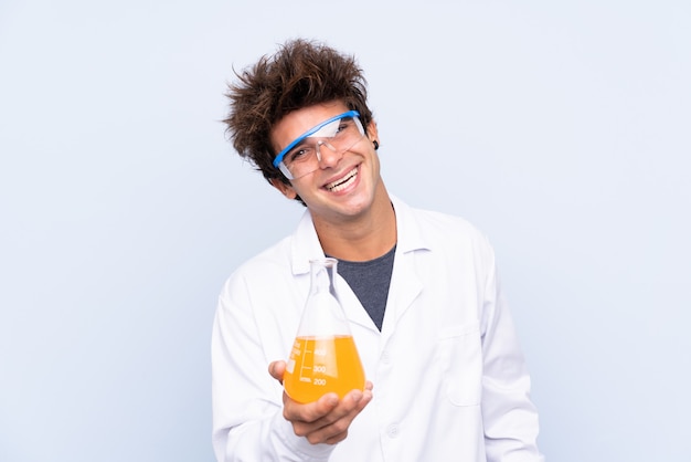 Young scientific man applauding