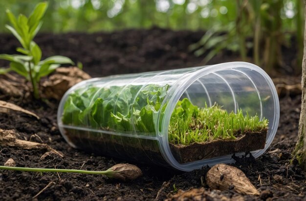 Photo young seedlings greenhouse growth