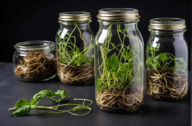 Photo young seedlings greenhouse growth