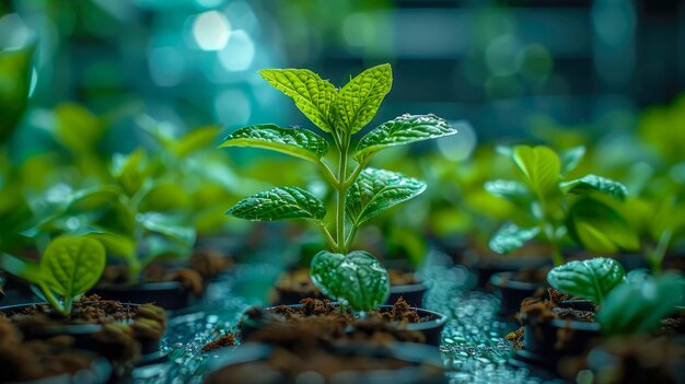 Young seedlings of pepper in peat pots on the windowsill