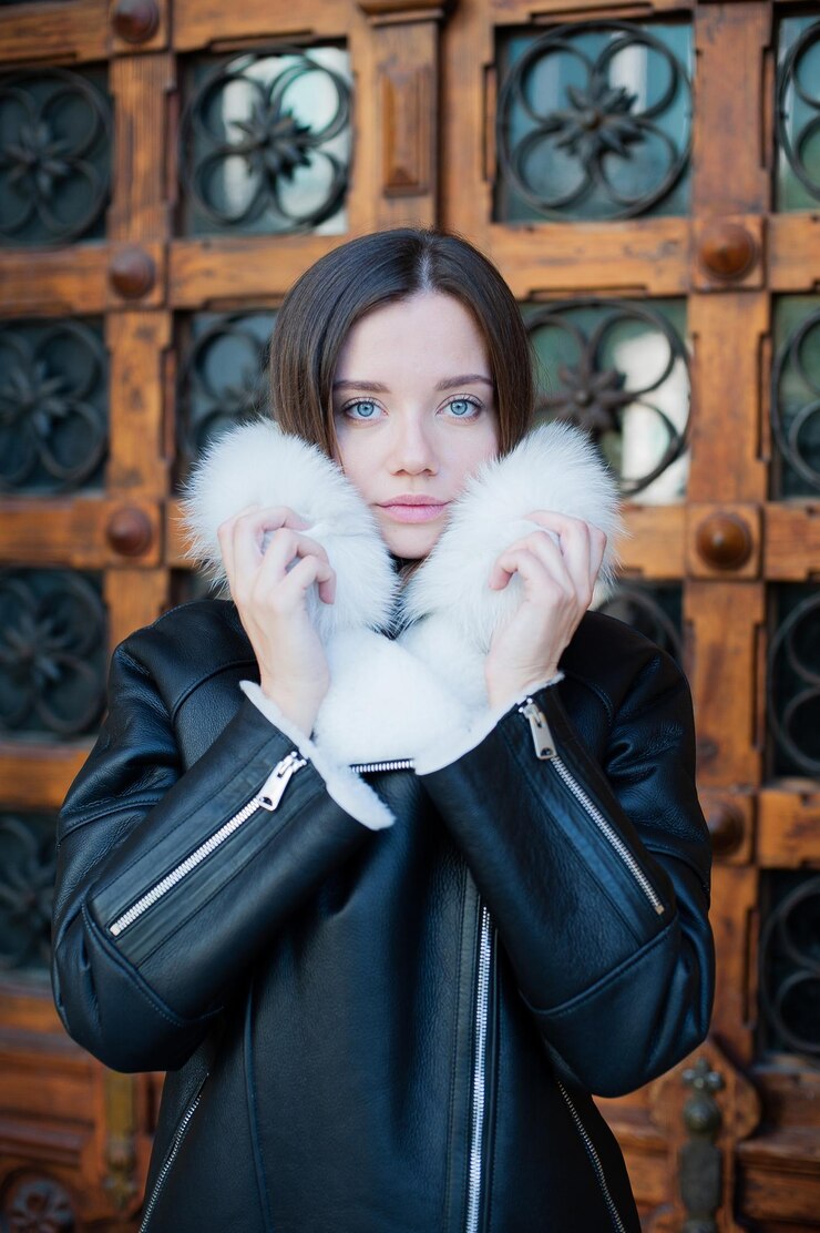 Photo young sexy girl in jacket mockup