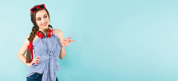 Young sexy woman with headphones