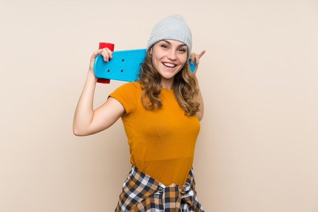 Young skater blonde girl 