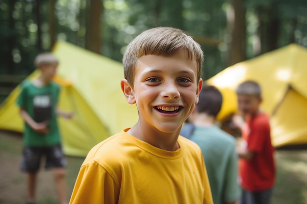 Photo young smiling boy in the summer camp ai generated