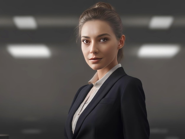 Young smiling businesswoman standing in blur background of office generative AI