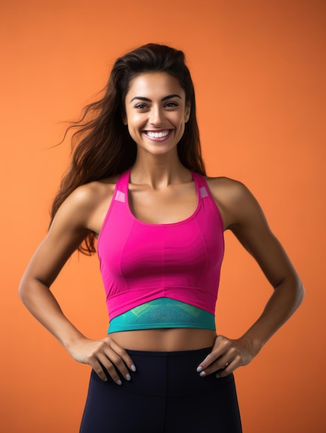 Young smiling hot fit woman in workout