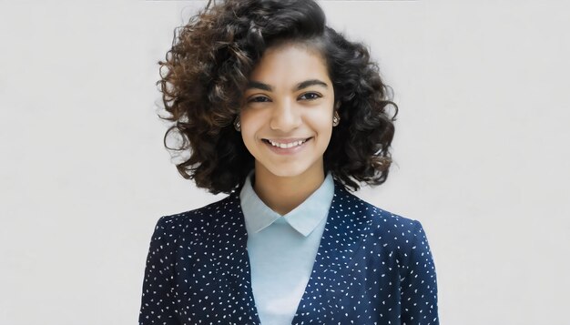 Photo young smiling positive woman curly girl student laughing isolated at white background