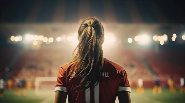 Young soccer player woman at stadium