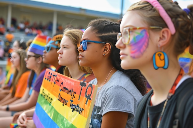 young spectators at lgbt pride event