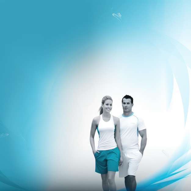 Young sports couple background on the desktop