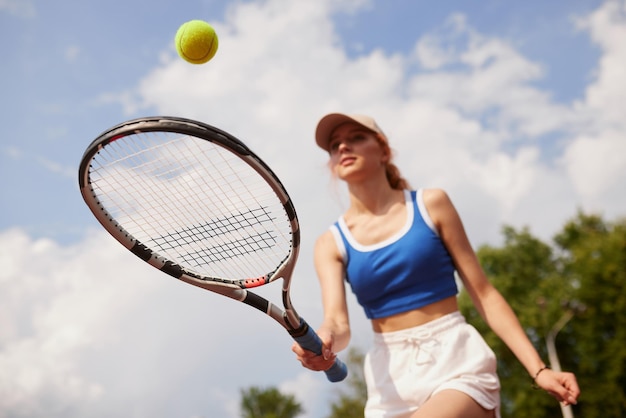 young sports girl playing tennis active leisure tennis training