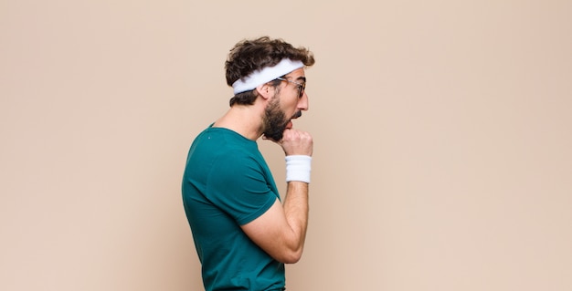 Young sports man on profile view