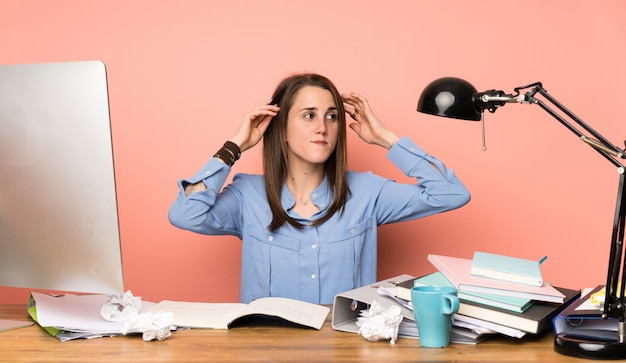 young student girl having doubts and thinking