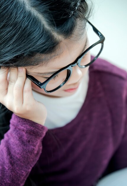 Young student girl stressed by the study