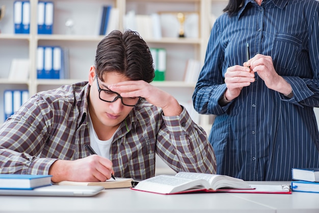 Young student during individual tutoring lesson