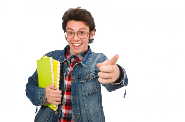 Young student isolated on white