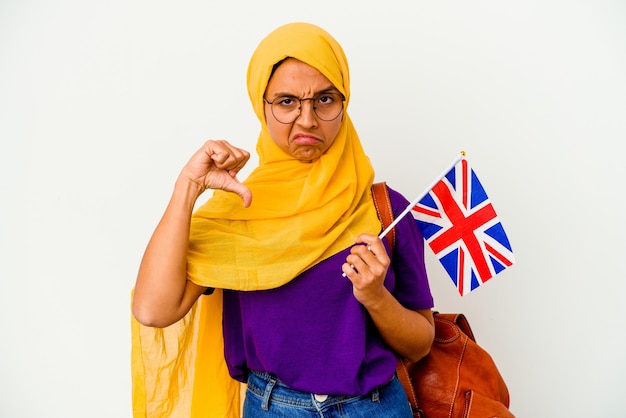 Young student muslim woman isolated