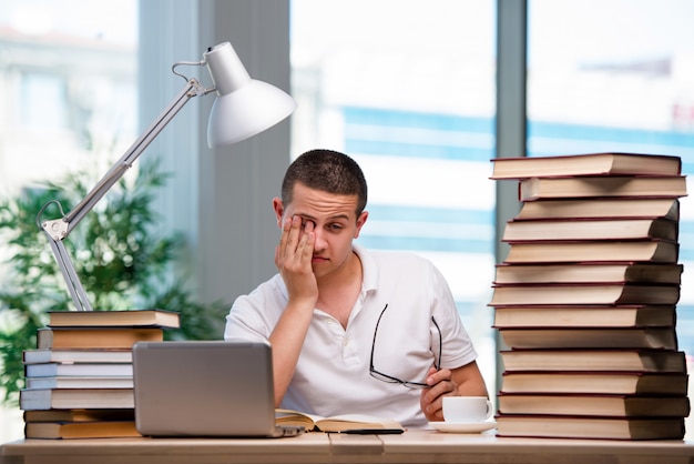 Young student preparing for school exams