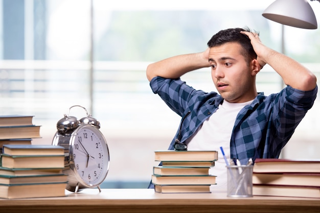 Young student preparing for school exams