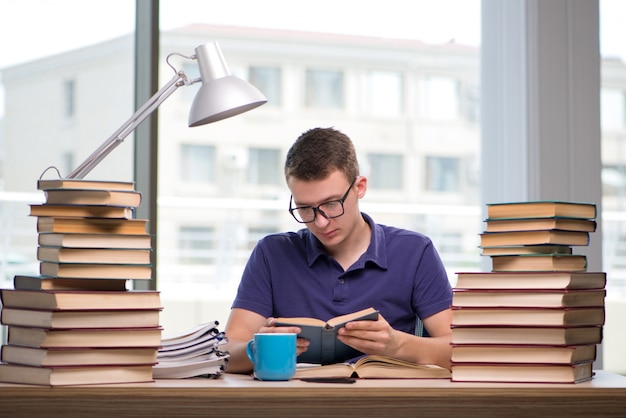 Young student preparing for school exams