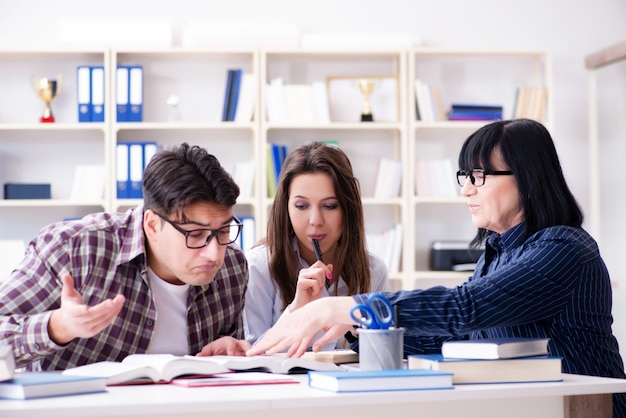 Young student and teacher during tutoring lesson