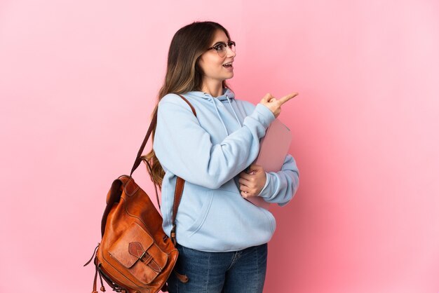 Young student woman isolated