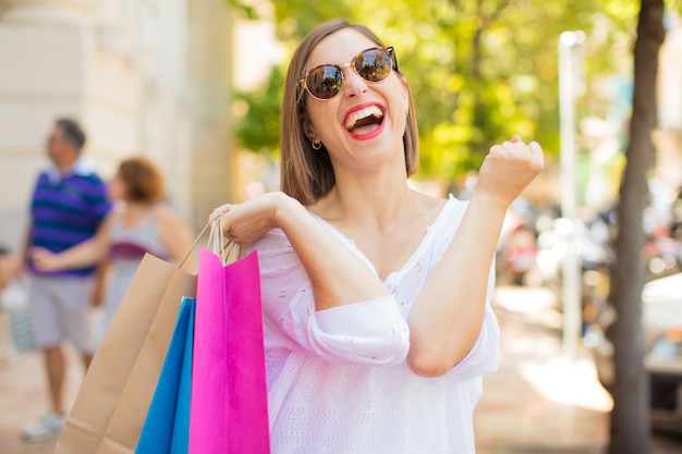 young successful woman shopping