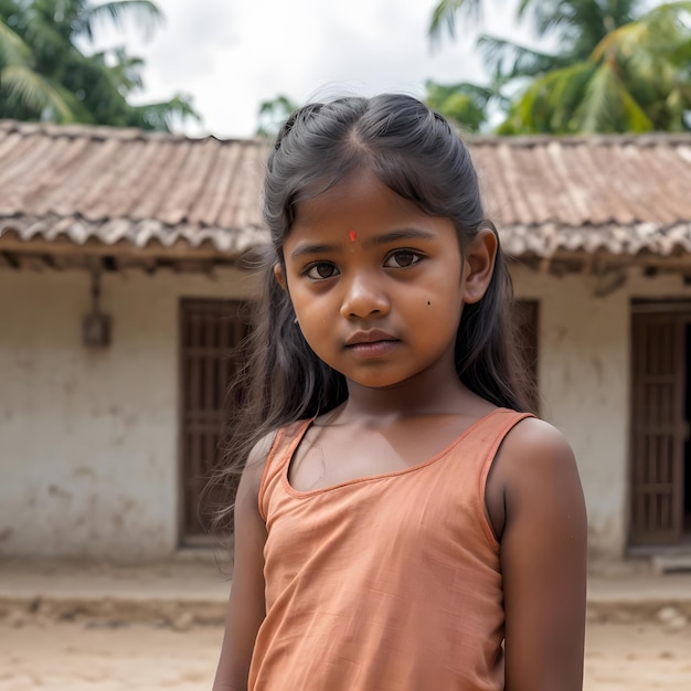 young tamil girl in near the house