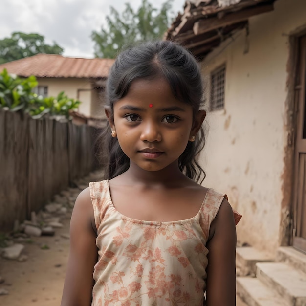 young tamil girl in near the house