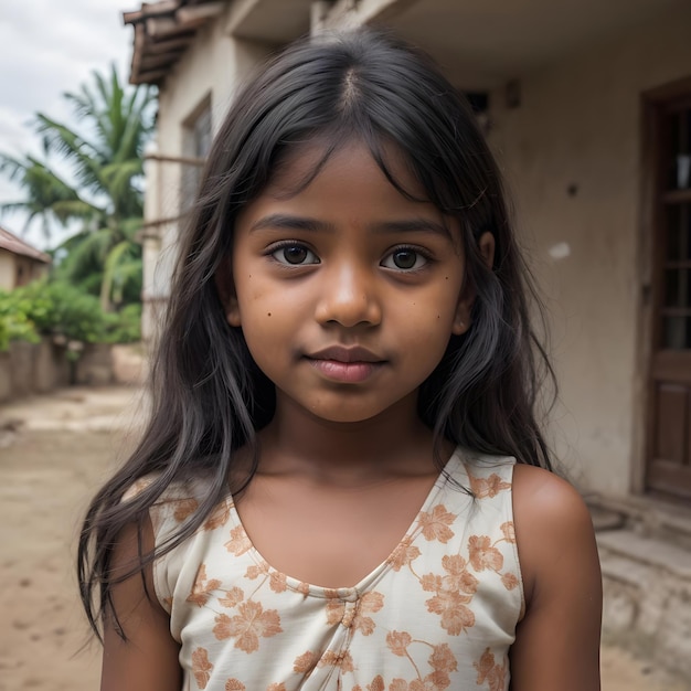 young tamil girl in near the house