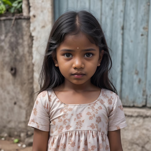 Photo young tamil girl in near the house