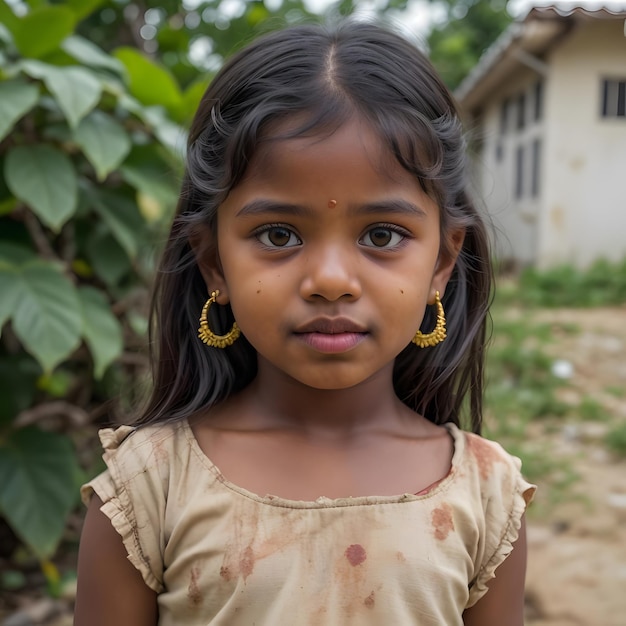 молодая тамильская девушка рядом с домом