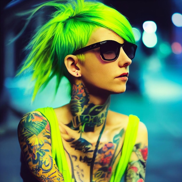 Premium Photo | Young tattooed woman portrait with tattoos 3d rendering