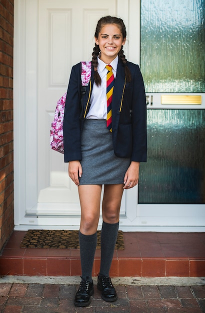 Premium Photo | Young teen girl ready for school