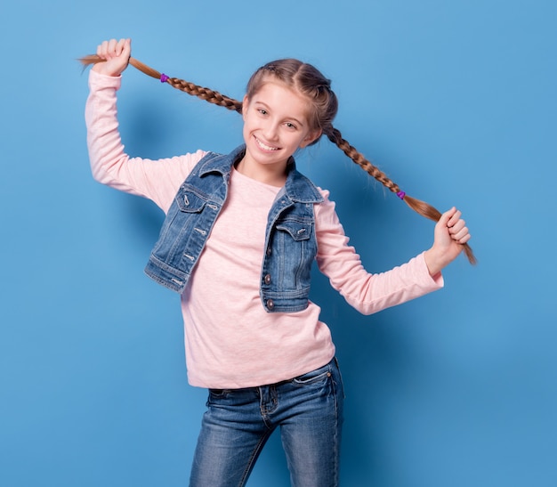 Young teenage girl with french braid