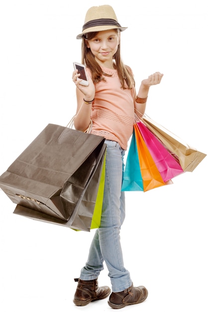 Young teenager hold with shopping bag