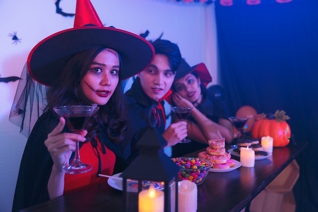 Young Thai People in Costumes Celebrating Halloween.