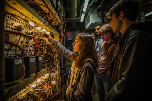 Young theater enthusiasts taking a backstage tour to learn about the production process