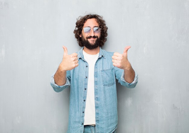 Young tourist man alright gesture