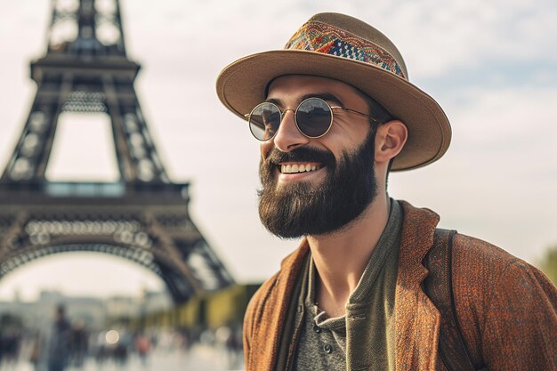 파리에서 겨울 휴가를 보내는 젊은 관광객