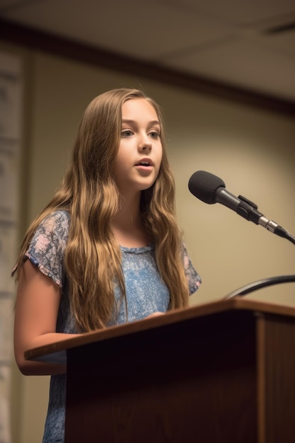 A young transgender person giving a presentation