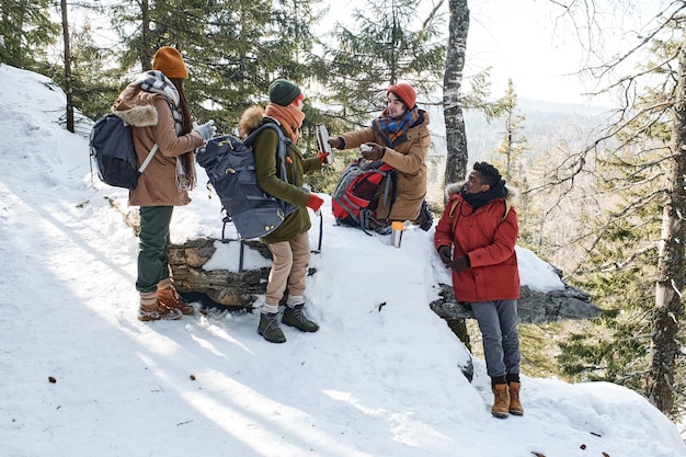 Young travelers taking break