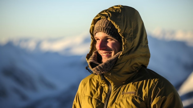 Young traveling man hiking in the mountains