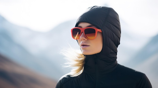 Young traveling woman hiking in the mountains