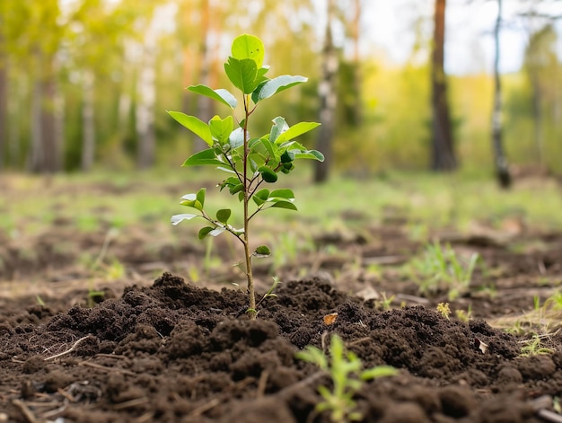 Young Tree Sapling in Soil