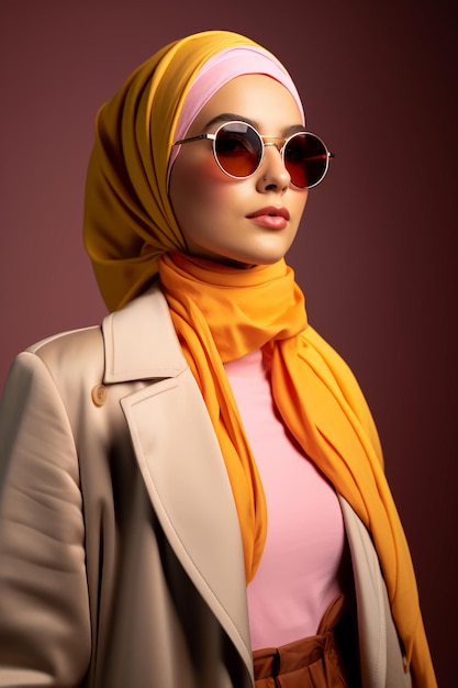 若いトレンディーなイスラム教徒のファッション現代女性のための控えめなシック